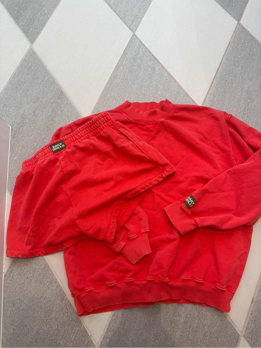 Daily Drills Red Sweatshirt & Shorts Set